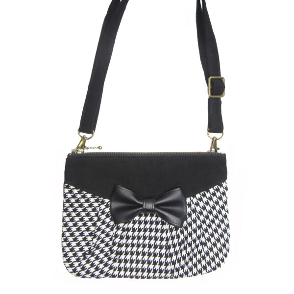 Petit sac pied de poule - Sac de taille noir avec ou sans noeud - Image 2