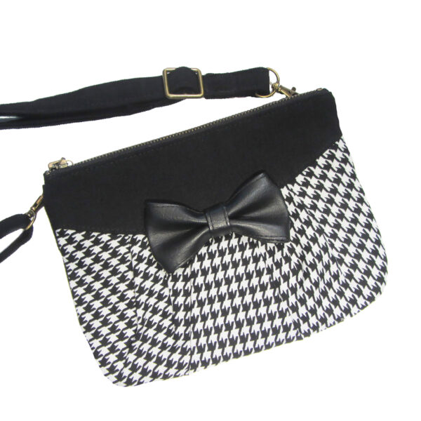Petit sac pied de poule - Sac de taille noir avec ou sans noeud - Image 5