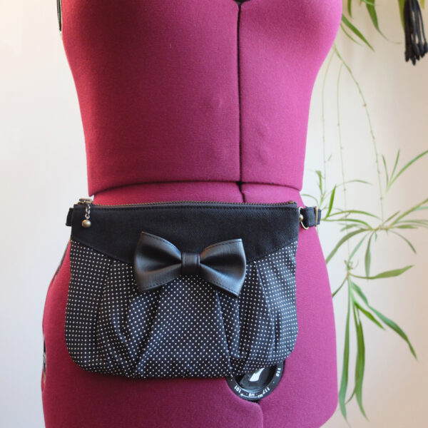 Sac de taille pois noir et blanc avec ou sans noeud - Image 3
