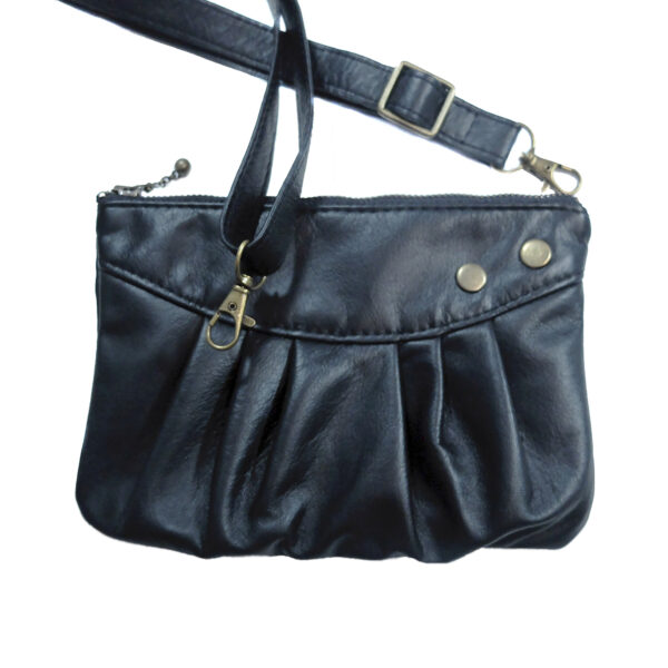 Petit sac cuir noir bandoulière détachable - Sacoche de taille - Image 4