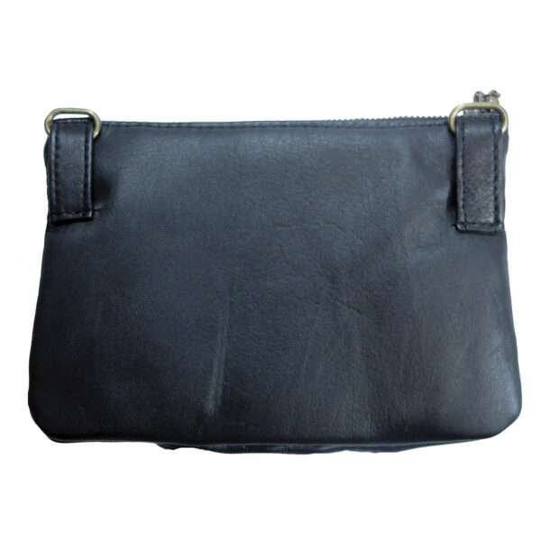 Petit sac noir en cuir avec noeud - bandoulière ajustable - Image 7