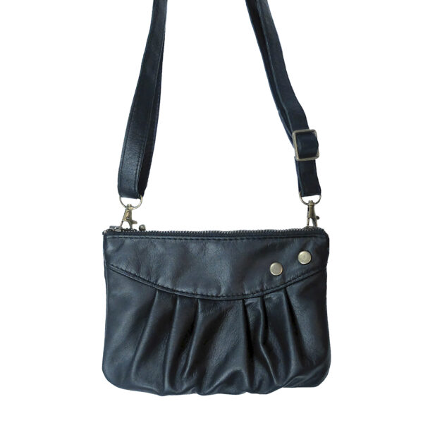 Petit sac cuir noir bandoulière détachable - Sacoche de taille - Image 3