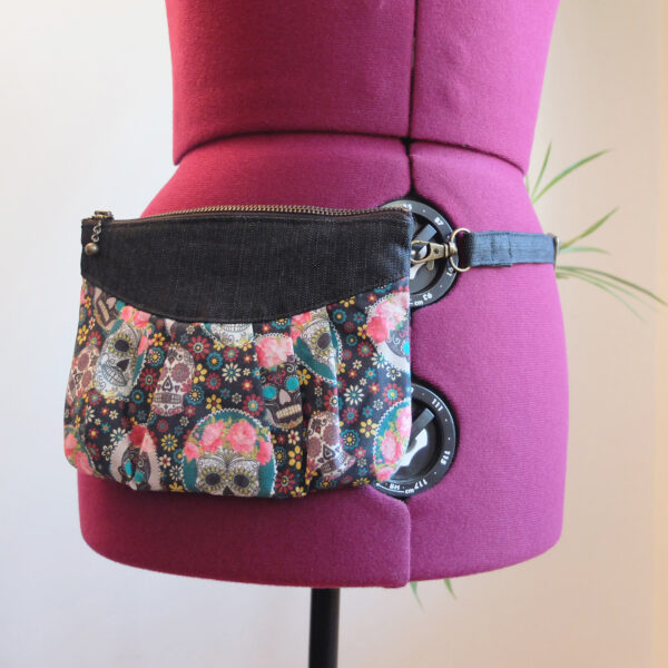 Sac de taille La muerte en denim - Sac à main ganse ajustable - Image 5