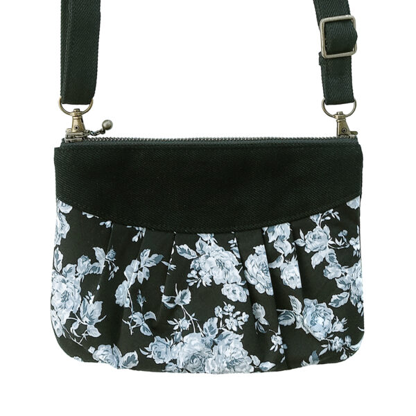 Sac fleurs noir et gris - Sac de taille à bandoulière ajustable