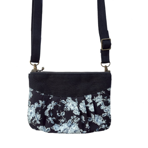 Sac fleurs noir et gris - Sac de taille à bandoulière ajustable - Image 2