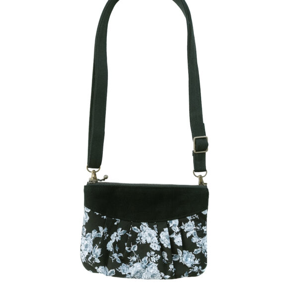 Sac fleurs noir et gris - Sac de taille à bandoulière ajustable - Image 3