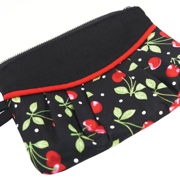 Pochette cerise noir et rouge - Mini sac de soirée avec poignée - Image 4