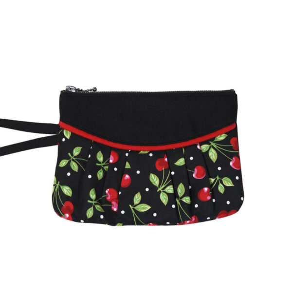 Pochette cerise noir et rouge - Mini sac de soirée avec poignée - Image 2