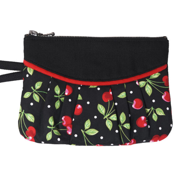 Pochette cerise noir et rouge - Mini sac de soirée avec poignée