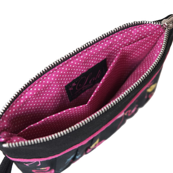 Pochette flamants roses et palmiers - Mini sac à main noir et rose - Image 5