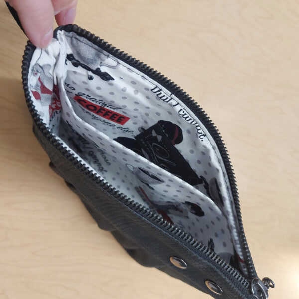 Pochette en cuir noir ou gris - Sac à main de soirée avec poignée - Image 12
