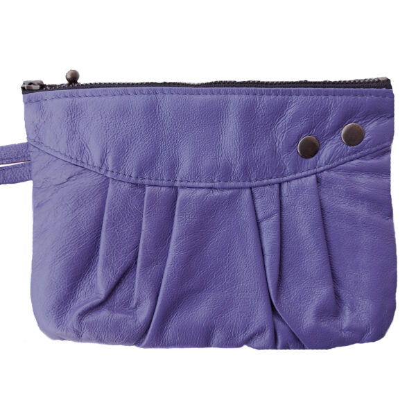 Pochette en cuir vegan rose ou mauve avec poignée - Image 8