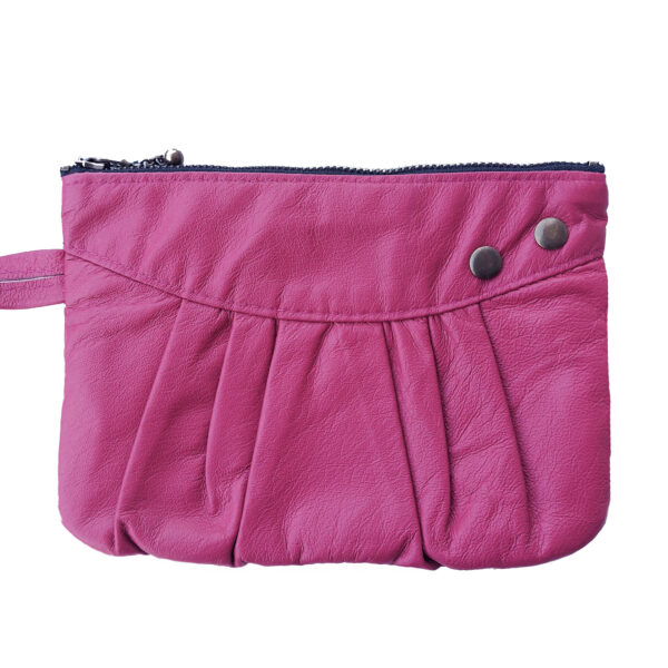 Pochette en cuir vegan rose ou mauve avec poignée - Image 2