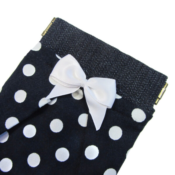 Porte-cartes marine pois blanc - Fermoir à cliquet rétro - Image 7