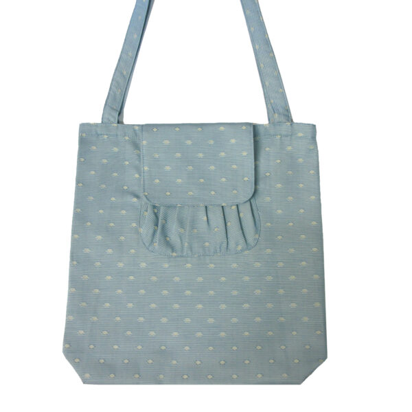 Sac pliable bleu pâle et pois beige - Image 2