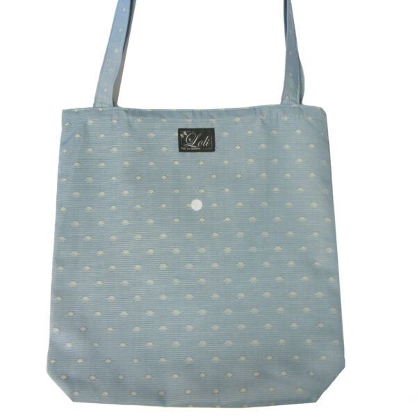 Sac pliable bleu pâle et pois beige - Image 9