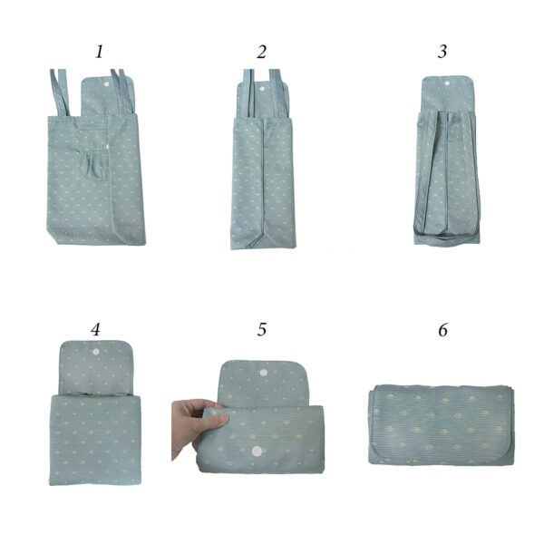 Sac pliable bleu pâle et pois beige - Image 15