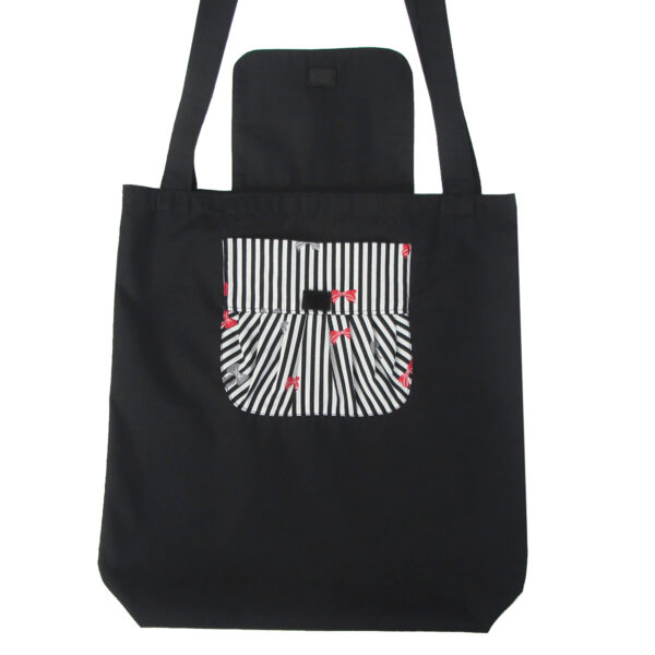 Sac rayé noir et blanc et boucles - Fourre-tout pliable hydrofuge - Image 5