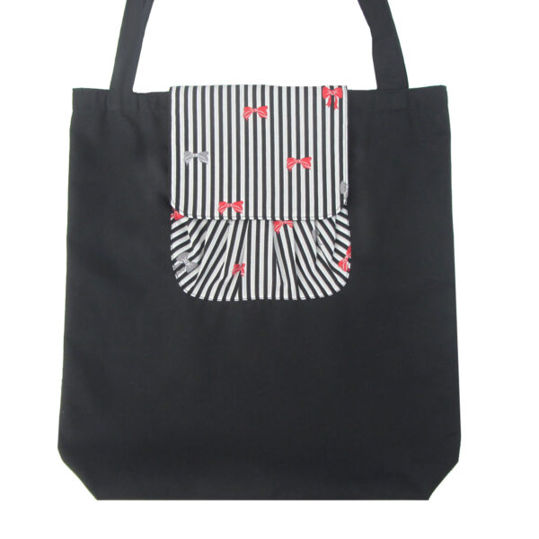 Sac rayé noir et blanc et boucles - Fourre-tout pliable hydrofuge - Image 3
