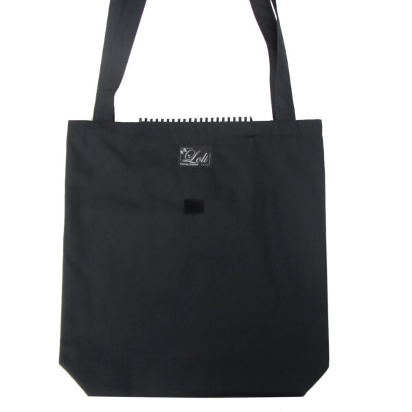 Sac réutilisable pliable hydrofuge - fleuris noir et gris - Image 4