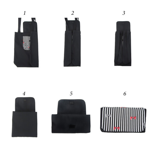Sac réutilisable pliable hydrofuge - fleuris noir et gris - Image 7