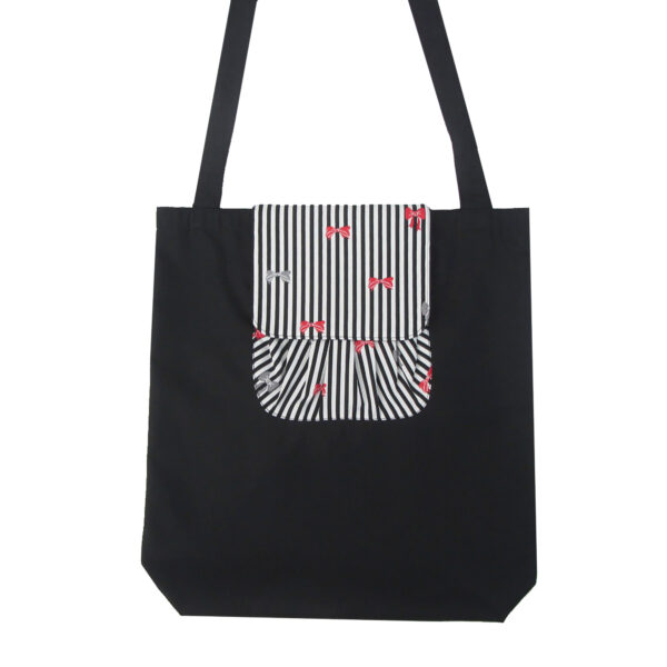 Sac rayé noir et blanc et boucles - Fourre-tout pliable hydrofuge - Image 2