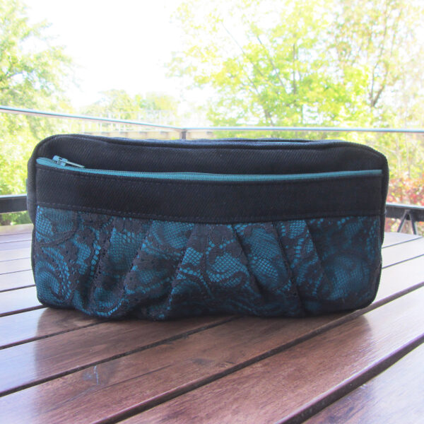 Trousse chic en dentelle noir et turquoise - Pochette de rangement - Image 3