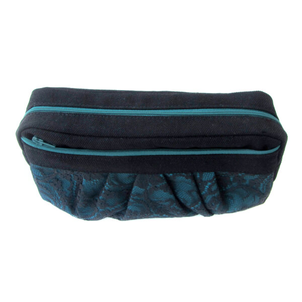 Trousse chic en dentelle noir et turquoise - Pochette de rangement - Image 5