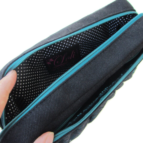 Trousse chic en dentelle noir et turquoise - Pochette de rangement - Image 8