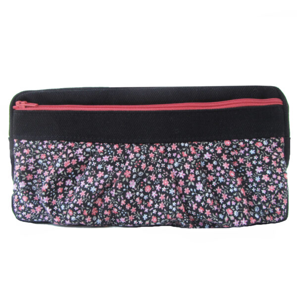 Étui de voyage noir fleuris rétro - Pochette à maquillage - Image 2