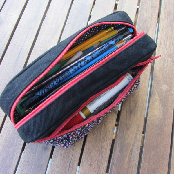 Étui à crayons en denim - Pochette à maquillage deux sections - Image 9