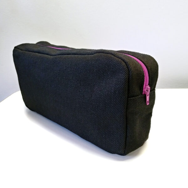 Trousse de toilette à pois noir et blanc - Pochette à deux sections - Image 4
