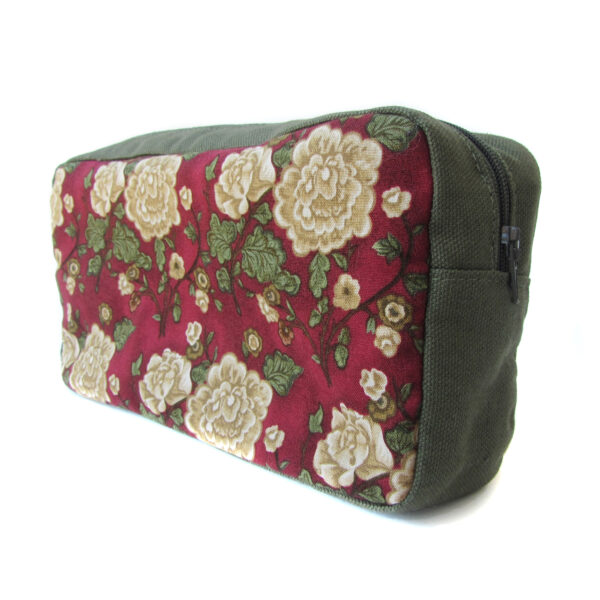 Trousse de toilette kaki et rouge - Pochette à deux sections - Image 8