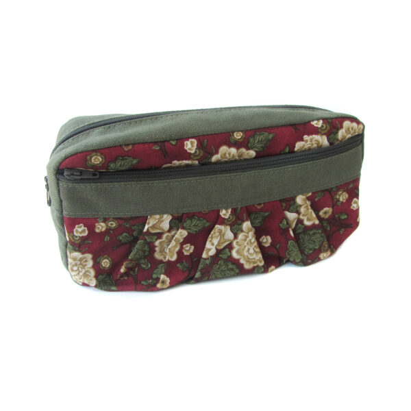 Trousse de toilette kaki et rouge - Pochette à deux sections - Image 3