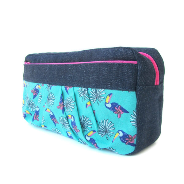 Pochette de voyage - Trousse à crayons en denim motif toucans - Image 2