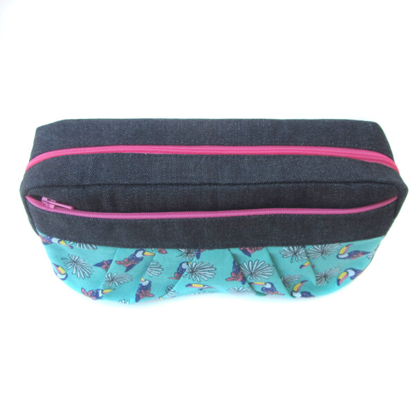 Pochette de voyage - Trousse à crayons en denim motif toucans - Image 3