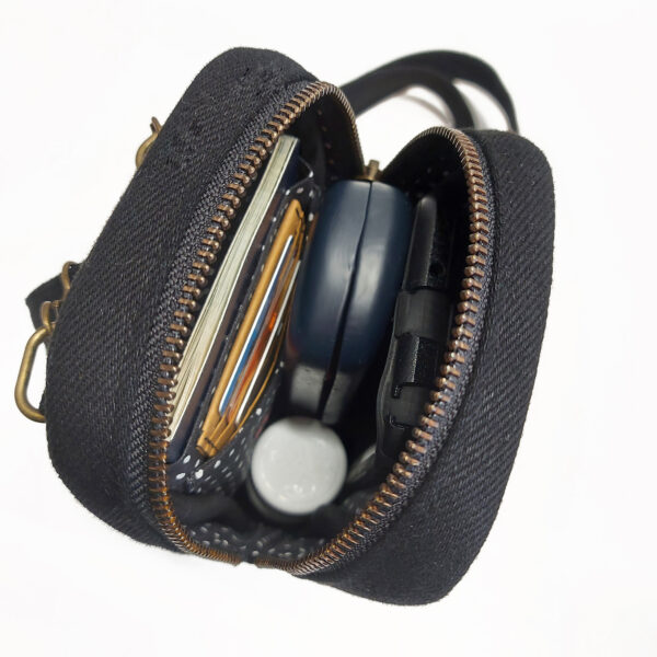 Sac de taille noir avec pochette au devant - Bandoulière ajustable - Image 7