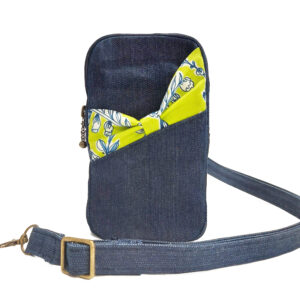 Sac banane jeans bleu et jaune - Sacoche bandoulière ajustable