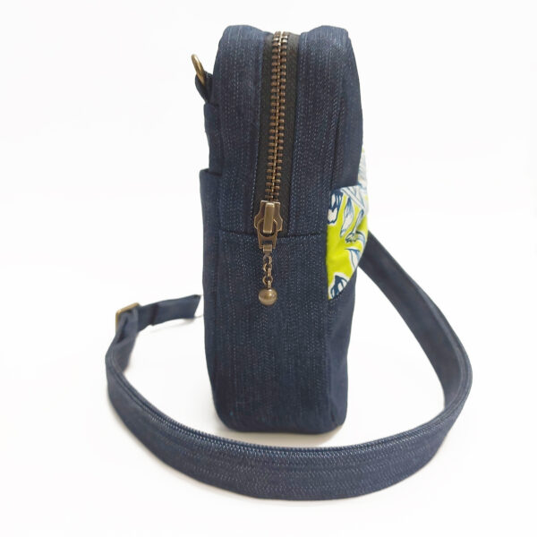 Sac banane jeans bleu et jaune - Sacoche bandoulière ajustable - Image 9