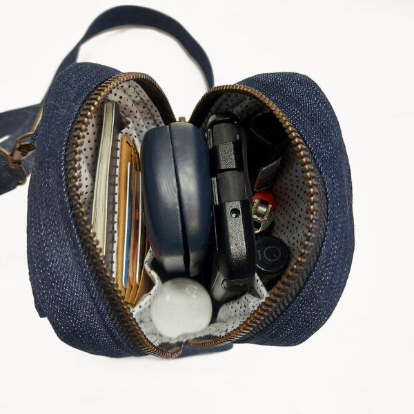 Sac banane jeans bleu et jaune - Sacoche bandoulière ajustable - Image 11