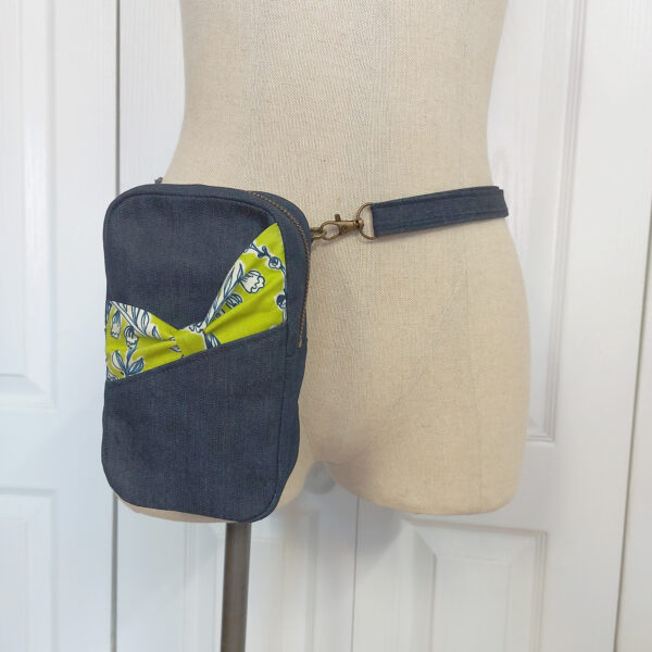 Sac banane jeans bleu et jaune - Sacoche bandoulière ajustable - Image 7