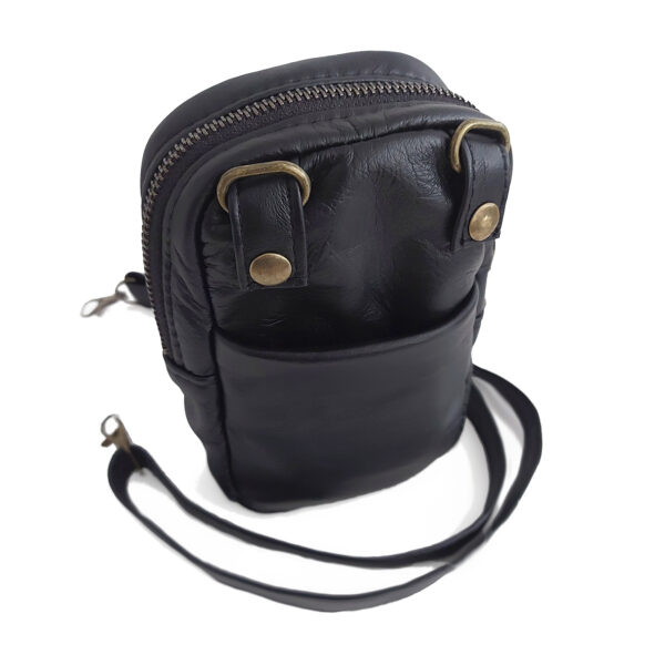 Sac de taille cuir noir - Pochette cellulaire à bandoulière - Image 13