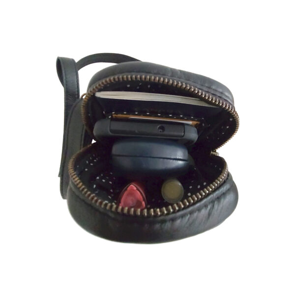 Sac de taille cuir noir - Pochette cellulaire à bandoulière - Image 10