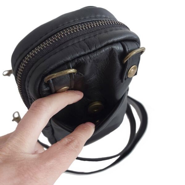 Sac de taille cuir noir - Pochette cellulaire à bandoulière - Image 14