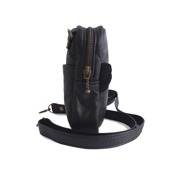 Sac de voyage multifonction - Sac de taille en cuir noir - Image 5
