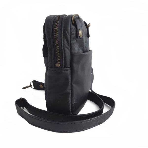Sac de voyage multifonction - Sac de taille en cuir noir - Image 6