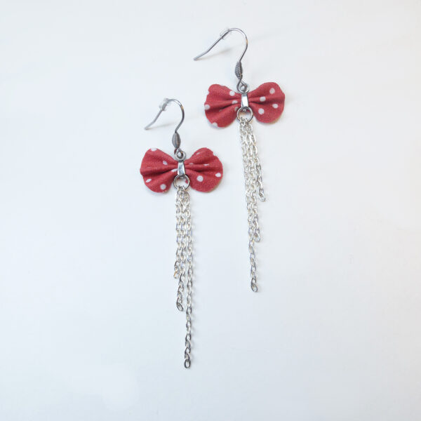 Boucle d'oreille rouge à pois blanc - Mini mouse - Image 7