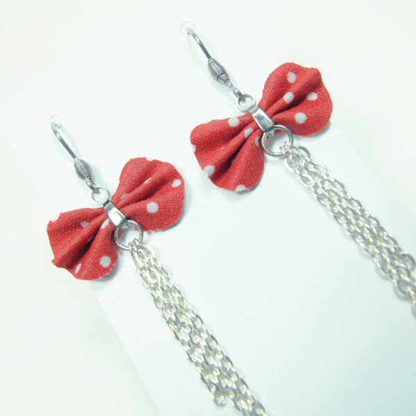 Boucle d'oreille rouge à pois blanc - Mini mouse - Image 6