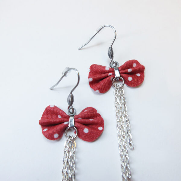 Boucle d'oreille rouge à pois blanc - Mini mouse - Image 5