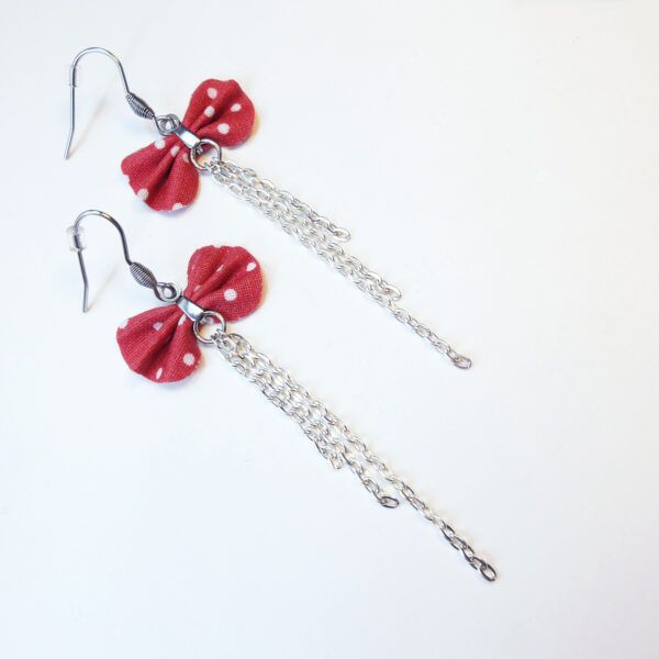Boucle d'oreille rouge à pois blanc - Mini mouse - Image 3